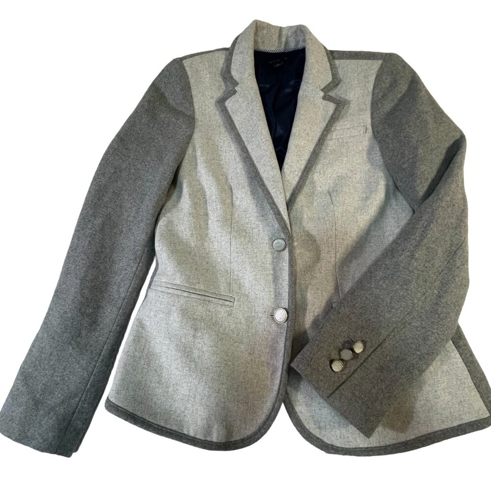 Tommy Hilfiger Gray Color block Wool Blend Blazer Size 4